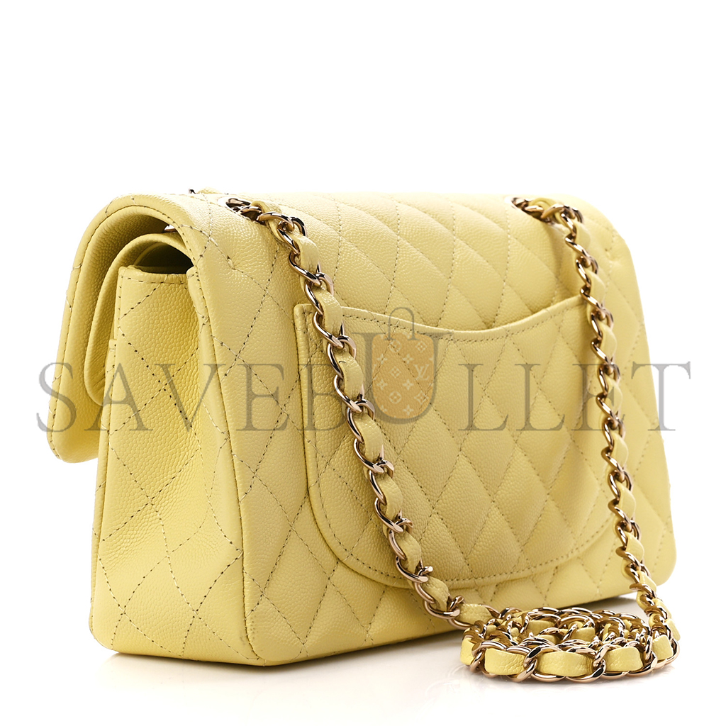 CHANEL CAVIAR QUILTED SMALL DOUBLE COVER YELLOW (23*14.5*6cm)
